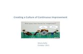 Creating a Culture of Continuous Improvement Kelly.pdf · Creating a Culture of Continuous Improvement Maria Kelly October 2015. Engagement is key • Learning from research ...