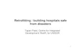 Retrofitting / building hospitals safe from disasters · Retrofitting - Cyclone • Improving connection of wall to roof • Wind bracing through diagonal strap with metal/RCC on