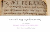 Natural Language Processing - University of California ...people.ischool.berkeley.edu/~dbamman/nlp20_slides/... · Natural Language Processing Hwæt! Wé Gárde na in géardagum,