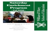 Saturday Enrichment Program - William & Mary School of ...€¦ · SEP APPLICATION FORM Fall 2016 • Richmond, VA October 29 th, November 5 th, 12 th, 19 th, & December 3 rd $ SEP