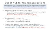 Use of NGS for forensic applications - Strbase · 2017-12-20 · Use of NGS for forensic applications • Mitochondrial whole genome analysis – Potential for improved sensitivity,