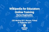 Online Training Marios Magioladitis Wikimedia … › wikipedia › commons › 9 › 98 › CEE...Wikipedia for Educators Online Training Marios Magioladitis Wikimedia Community User