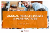 ANNUAL RESULTS 2018/19 & PERSPECTIVES · 2019-10-23 · Percentages included in the following presentation may be calculated on non-rounded figures and therefore may vary from percentages