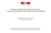 Visible-Light Photocatalysis Induced C H Functionalization ... · Visible-Light Photocatalysis Induced C–H Functionalization for Heterocycle Synthesis Teerawat Songsichan 15th November
