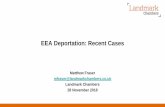 EEA Deportation: Recent Cases - Landmark Chambers · –a non-EEA national family member has ceased to be the family member of an –EEA national –the Home Office has previously