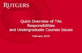 Rutgers ECE - Quick Overview of TAs …...grading criteria, due dates for assignment, assignment submission requirements, – Communicate with the course instructor and the department: