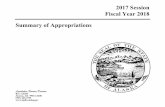 2017 Session Fiscal Year 2018 Summary of …...2017 Session Fiscal Year 2018 Summary of Appropriations Legislative Finance Division Box 113200 Juneau, AK 99811-3200 (907) 465-3795