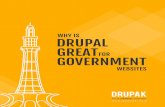 WHY IS DRUPAL GREAT...Drupal has been built by thousands of high pro le developers. The latest version of Drupal i.e Drupal 8 is built on the popular Symfony framework of PHP. The