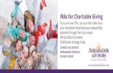 IRAs for Charitable Giving - The Foundation · 2018-11-27 · IRAs for Charitable Giving If you are over 70½, use your IRA rather than your checkbook! Maximize your stewardship potential