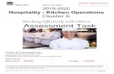 Cluster E Working Effectively with Others Assessment Task · 2019-2020 / Hospitality (Kitchen Operations) / SIT20416 Certificate II in Kitchen Operations / Cluster E Working Effectively