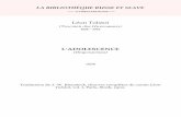 Tolstoi - L'Adolescence · 2011-10-08 · Léon Tolstoï (Толстой Лев Николаевич) 1828 – 1910 L’ADOLESCENCE (Отрочество) 1854 Traduction de J.-W.