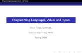 Programming Languages/Values and Types · Programming Languages/Values and Types Outline 1 Value and Type 2 Primitive vs Composite Types 3 Cartesian Product 4 Disjoint Union 5 Mappings