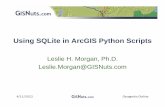 Using SQLite in ArcGIS Python Scripts - SCAUG · • The sqlite3module is a C library that provides a SQL interface compliant with the DB‐API 2.0 specification. • Written by Gerhard