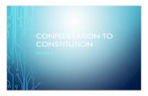 CONFEDERATION TO CONSTITUTION · ARTICLES OF CONFEDERATION (1781) • First set of laws governing our country • National gov’t would be run by a legislative body called Confederation