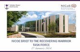 NICOE BRIEF TO THE RECOVERING WARRIOR TASK FORCE 27 ... · Injury Research database and Common Data Elements working group ̶While there is a compendium of options for caring for