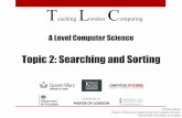 Topic 2: Searching and Sorting€¦ · Topic 2: Searching and Sorting T eaching L ondon C omputing William Marsh School of Electronic Engineering and Computer Science Queen Mary University