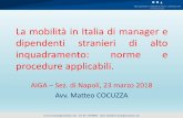 La mobilità in Italia di manager e dipendenti stranieri di ... · La mobilità in Italia di manager e dipendenti stranieri di alto inquadramento: norme e procedure applicabili. AIGA