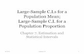 Large-Sample C.I.s for a Population Mean; Large-Sample C.I ...xuanyaoh/stat350/xyFeb15Lec13.pdf · Confidence Interval of a population mean should be interpreted as: – We are 95%