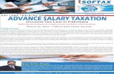 DAY LONG TRAINING ON ADVANCE SALARY TAXATION · ADVANCE SALARY TAXATION (Income Tax Law in Pakistan) DAY LONG TRAINING ON Objectives Currently the submission of Annual Income Tax