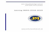 Joining JMHS 2018-2019 · 2020-04-28 · Excellent and enjoyable learning for all - 2 - ... 5.13 Lockers 20 5.14 School Meals 20 5.15 Charging Policy 20 5.16 ... Faculties have dedicated