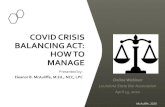 COVID CRISIS BALANCING ACT: HOW TO MANAGECOVID CRISIS BALANCING ACT: HOW TO MANAGE Presented by: Eleanor B. McAuliffe, M.Ed., NCC, LPC Online Webinar Louisiana State Bar Association