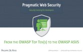 F OWASP TOP TEN S TOTHE OWASP ASVS · PDF file OWASP TOP10 The Ten Most Critical Web Application Security Risks @PhilippeDeRyck 6 @PhilippeDeRyck 7 @PhilippeDeRyck 8 1 –Injection