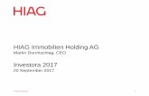 HIAG Immobilien Holding AG Investora 2017 · • “Verwaltungsgebäude” as operations center for HIAG Data ready for use • Data Center “Walzenhalle” construction expected
