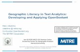 Geographic Literacy in Text Analytics: Developing and ... · geographic entities in unstructured data or text –this is still an art form with little convergence on best practices