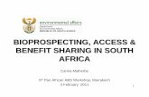 BI OPROSPECTING, ACCESS & BENEFIT SHARING IN SOUTH … · 2016-06-20 · BI OPROSPECTING, ACCESS & BENEFIT SHARING IN SOUTH AFRICA Carina Malherbe 5th Pan African ABS Workshop, Marrakech