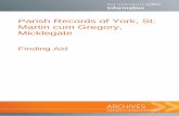 Parish Records of York, St. Martin cum Gregory, Micklegate€¦ · Poor Stock charity aCcount 1910-.1918 69 Minutes of parochial church council 1922-1053 A0 Overseers of the Poor