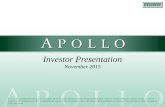 Apollo Global Management Investor Presentation/media/Files/A/Apollo-V2/...Investor Presentation November 2015 Information contained herein is as of September 30, 2015 unless otherwise