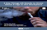 5 Key Things HR Needs to Know about E-cigs in the Workplace · 2019-07-30 · Although e-cigarettes may help some people quit smoking, they are not an FDA-approved quit aid. By including