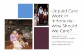 Unpaid Care Work in Indonesia: Why Should We Care? · To show the 3Rs of unpaid care work in Indonesia To show whether there is a shift from household/family-based unpaid care providers
