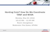 Herding Cats? How Do We Coordinate TANF and WIOA · 2016-05-17 · Presentation Overview. NGA Overview. Bipartisan organization of the nation’s governors, ... • WIOA programs
