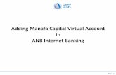 Adding Manafa Capital Virtual Account In ANB Internet Banking · Transfers Telemoney SADAD Bills SADAD Account Ministry of Interior Services IPO Contact Us User Preference ANB Tawtneeq