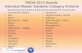 TMGA 2012 Awards Individual Master Gardener Category Entrants · 2017-12-10 · TMGA 2012 Awards Individual Master Gardener Category Entrants • Aransas/San Patricio • Bell •