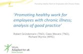 Promoting healthy work for employees with chronic illness ...€¦ · • Chronic illness varies enormously in impact on work and work-life balance: careful assessment is essential