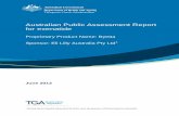 Australian public assessment for exenatide · 2014-08-08 · Australian Public Assessment Report for exenatide Proprietary Product Name: Byetta . Sponsor: Eli Lilly Australia Pty