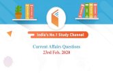 Current Affairs Questions 23rd Feb. 2020 · Great Indian Bustard, Asian Elephant and Bengal Florican have been classified as "endangered migratory species" by a UN body, paving the