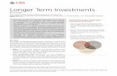 Longer Term Investments - UBS...Market specialists see three primary renewable technologies that should continue to grow: 1. Wind: Due to further efficiency improvements, global wind