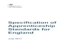 Specification of Apprenticeship Standards for Englandwatertrain.co.uk/wp-content/uploads/2018/01/... · 2018-01-25 · 11. An Intermediate Level Apprenticeship framework must specify