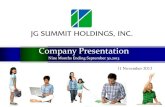 Company Presentation - JG Summit Holdings · 2016-04-11 · RLC PHP 13.7Bn stock rights offering. 2012: JG Summit conducted a USD 125Mn and USD 77Mn block trade placement in two separate