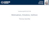 Motivation, Emotion, Volition Motivation, Emotion, Volition Thomas Goschke Professur Allgemeine Psychologie
