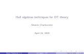 Hall algebras techniques for DT theorypeople.mpim-bonn.mpg.de/gborot/files/DT3-DTintro.pdf · S everin Charbonnier ()) Hall algebra { DT April 24, 20201/40. Overview 1 Physics of
