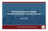 Marketing Research Paratransit/Trolley Customer SurveysSurvey Methodology E/B‐Line Survey 14 Question Survey, Administered on the Trolley Over four‐week period: December ‐January
