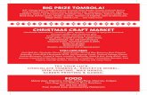 BIG PRIZE TOMBOLA! CHRISTMAS CRAFT MARKET · Handmade homewares, ceramics, glass, textiles, cushions & upcycled furniture Scented candles and Christmas gifts Handmade clothes, jewellery