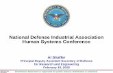 National Defense Industrial Association Human Systems ... · 02/10/2015 DoD Research & Engineering (R&E) Strategic Guidance • Provides strategic guidance for DoD components to shape