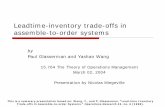 Leadtime-inventory trade-offs in assemble-to-order …...Leadtime-inventory trade-offs in assemble-to-order systems by Paul Glasserman and Yashan Wang 15.764 The Theory of Operations