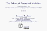 The Culture of Conceptual Modelling · The Culture of Conceptual Modelling CAU@Kiel, Vorlesung SS 2012 WInf-BAppE: Selected Topics in Business Application Engineering (WInf-BAppE)