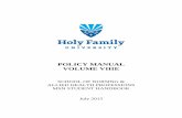 POLICY MANUAL VOLUME VIIIE - Holy Family University · 8E.6.1.3 Nursing Education Concentration Description and Competencies.. 7 ... Provide a graduate nursing curriculum that is